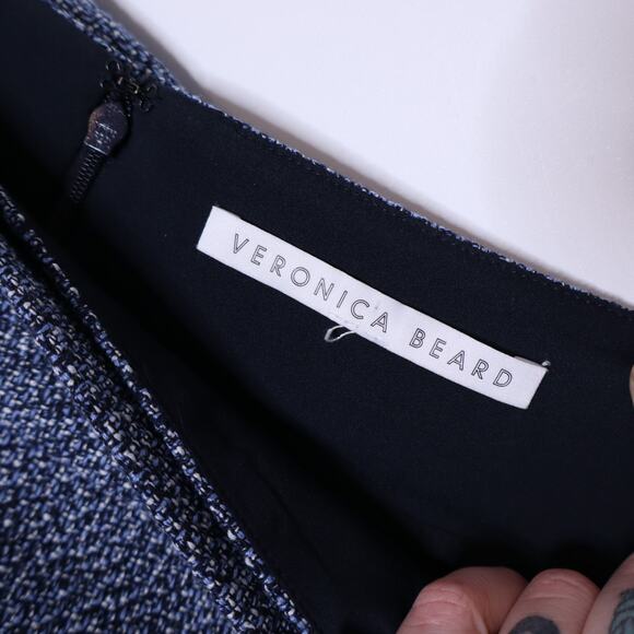 VERONICA BEARD Arezzo Skirt Navy Blue Tweed Textured Mini Length Women's 6 - Picture 9 of 12